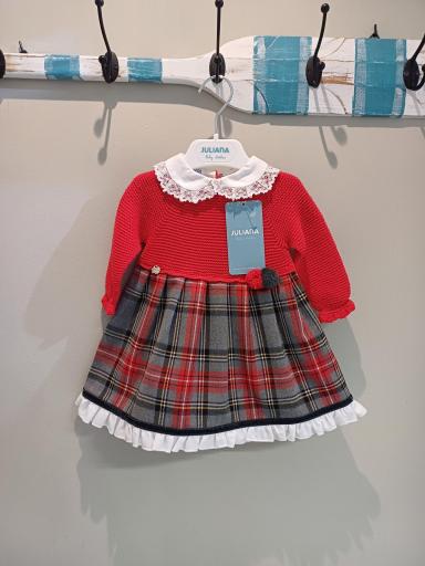 Juliana - Vestido combinado punto estampado cuadros 25652