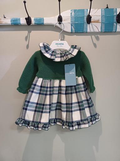 Juliana - Vestido combinado punto estampado cuadros 25646