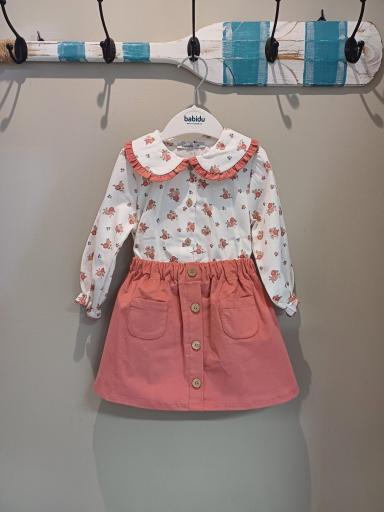 Babidu - Conjunto blusa flores y falda pana Ambar 93654