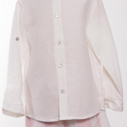 Blanca Valiente - Conjunto niño lino beig con rayas rosa 224725 [3]