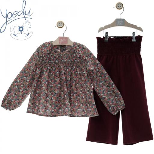 Yoedu - Conjunto blusa flores y palazzo Familia Cachemira 2252 [0]