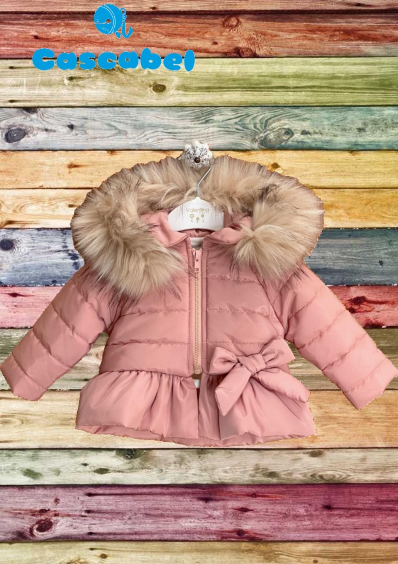 Valentina bebes - Abrigo acolchado con capucha rosa CWA228