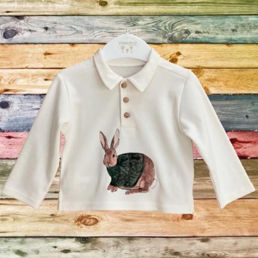 Valentina Bebes - Camiseta de algodón conejo verde niño CWA68 [0]