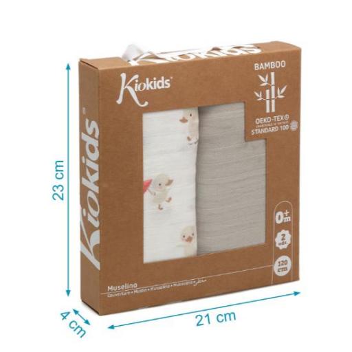 Kiokids - Set 2 muselinas patitos beige 3769 [3]