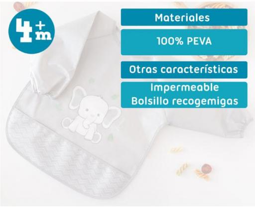 Kiokids - Babero impermeable con mangas elefante gris 3747 [4]