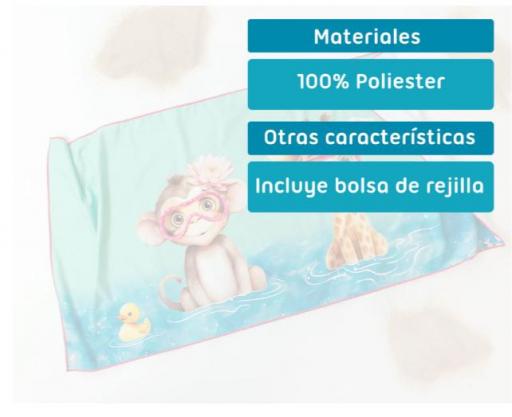 Kiokids - Toalla microfibra verde mono y jirafa 4827 [4]