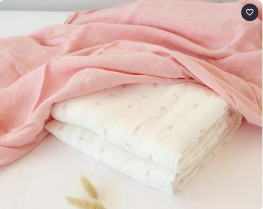 Kiokids - Set 2 muselinas rosa y blanco estampado 5244