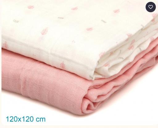 Kiokids - Set 2 muselinas rosa y blanco estampado 5244 [1]