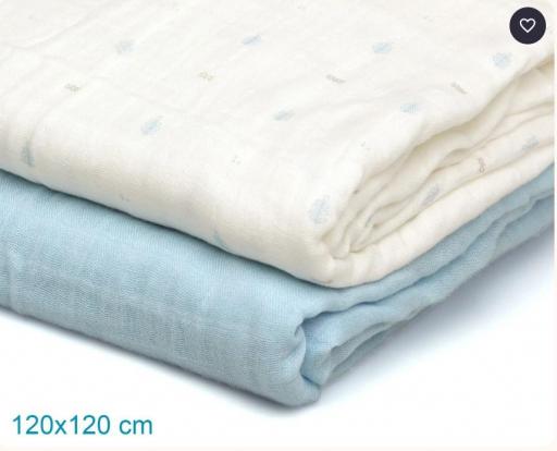 Kiokids - Set 2 muselinas azul y blanco estampado 5248 [2]