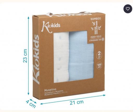 Kiokids - Set 2 muselinas azul y blanco estampado 5248 [3]