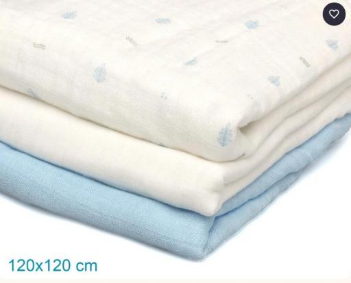 Kiokids - Pack 3 muselinas azul , blanco y estampado 5295 [2]