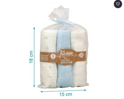 Kiokids - Pack 3 muselinas azul , blanco y estampado 5295 [3]