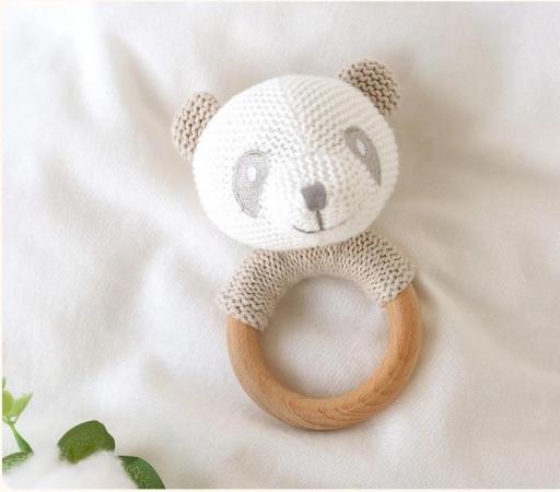 Kiokids - Mordedor sonajero panda madera y algodón 5814
