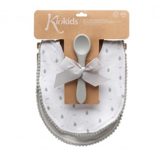 Kiokids - Set 2 baberos y cuchara silicona 5071 5073 5080 5731 [1]