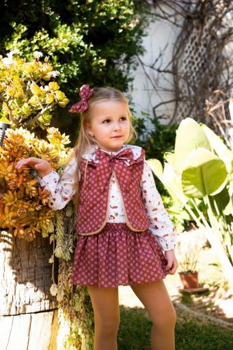 Daniesty - Conjunto Falda short, chaleco y blusa 