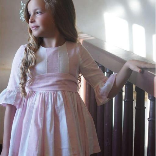 Blanca Valiente - Vestido niña rayas rosa 224719