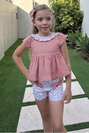 Daniesty - Conjunto camisa y short Familia Coral 005