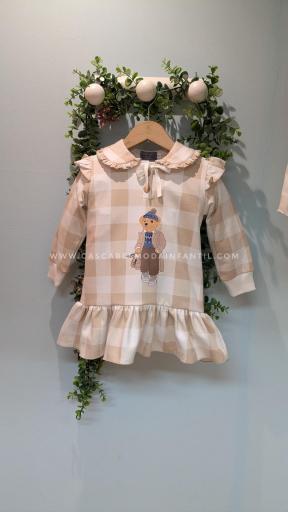 Mon Petit Bonbon - Vestido cuadros osito IM328