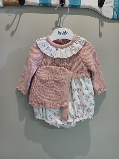 Babidu - Pelele combinado punto y flores 31804