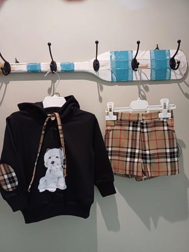 Mon Petit Bonbon - Conjunto sudadera perrito y pantalón corto burberry IM172 y IM24159 [0]