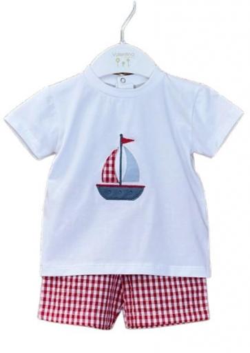 Valentina Bebes - Conjunto 2 piezas Boat red camiseta LOVE132