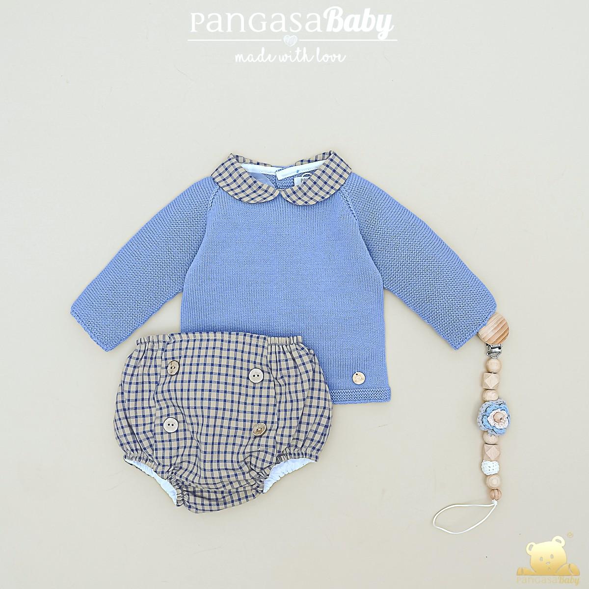Pangasa - Conjunto bebé de jersey bruma y ranita cuadritos 1622330