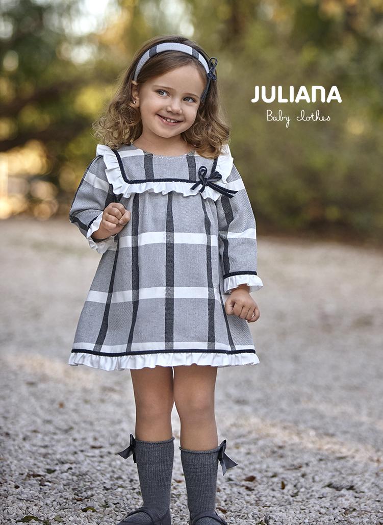 Juliana - Vestido de cuadros gris J6156