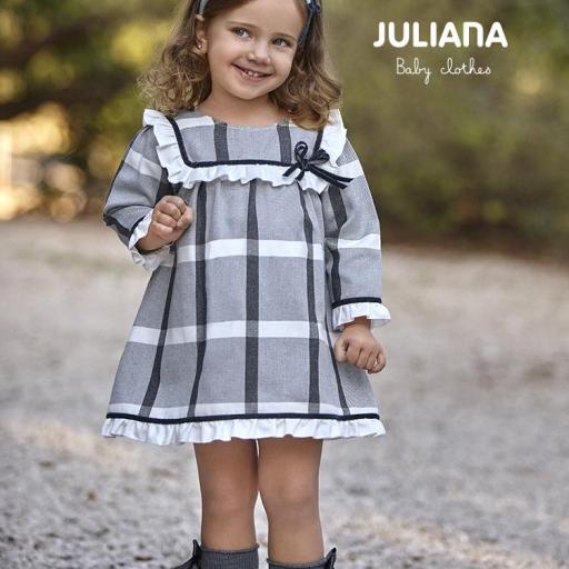 Juliana - Vestido de cuadros gris J6156