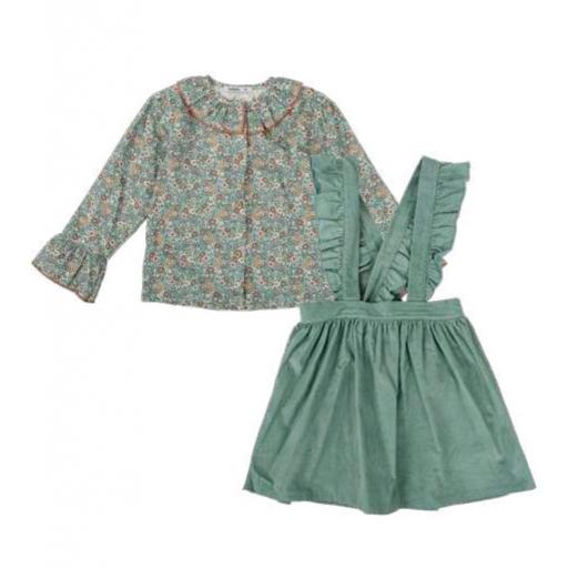 Babidu - Conjunto niña blusa y falda peto 92631