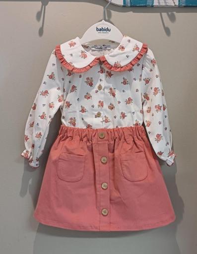 Babidu - Conjunto blusa flores y falda pana Ambar 93654