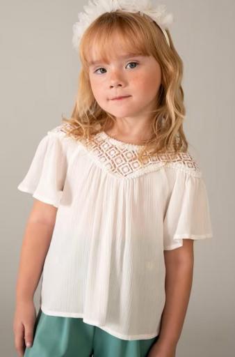 Mayoral - Blusa combinada guipur niña 3197
