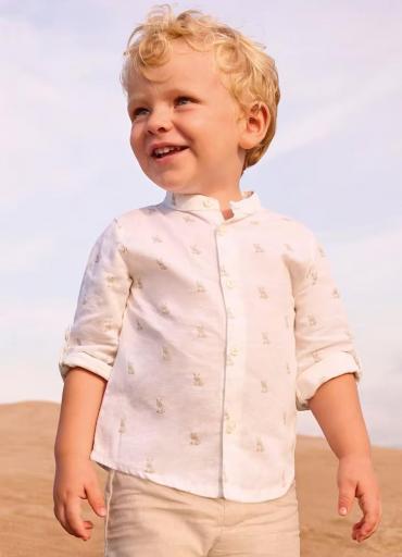 mayoral - Camisa de manga larga con lino cuello mao bebé 1116