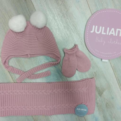 Juliana - Conjunto gorro, bufanda y manoplas J8218