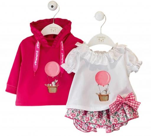 Valentina Bebés - Conjunto sudadera 3 piezas penélope pink Nube 52