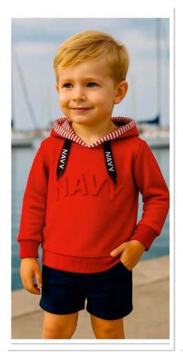 Valentina bebés - Sudadera unisex roja Navy Times Nube 121