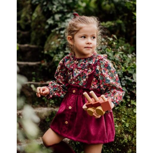  Valentina Bebés - Conjunto de Bebé Niña Colección Ruby – Pichi de Pana Burdeos, Camisa Floral y Braguita a Juego Ruby 114 [0]