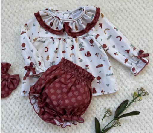 Karola -  Conjunto Infantil Karola de Blusa Volante y Pololo Abullonado Brumaruma [1]