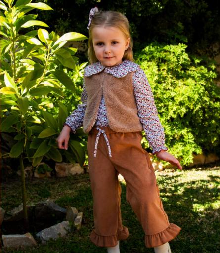 Daniesty - Conjunto pantalón y blusa con chaleco reversible