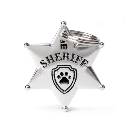 Placa Estrella Sheriff Bronce Blanco Inglés