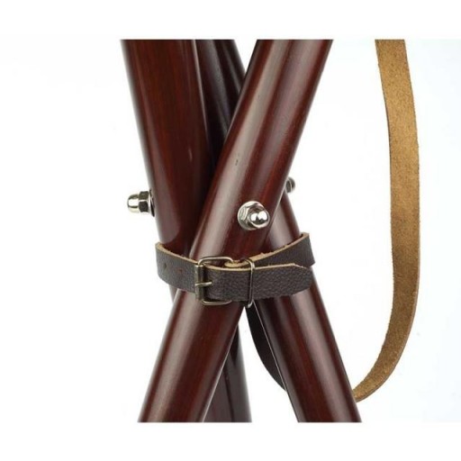 BANQUETA MADERA Y PIEL - 3 PATAS - ACERO [2]