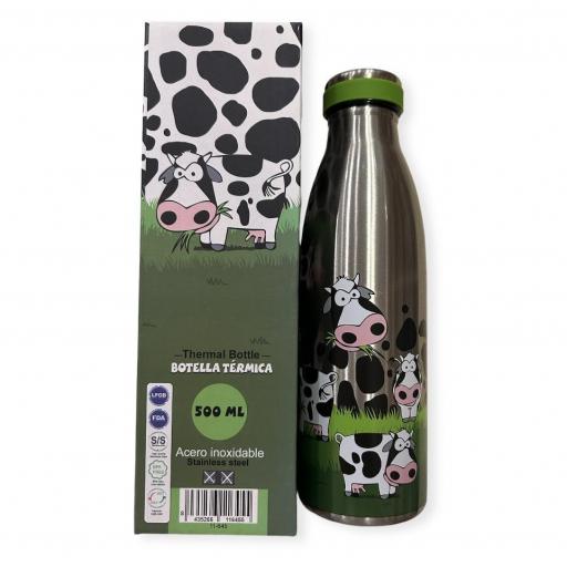 Botella de agua vacas