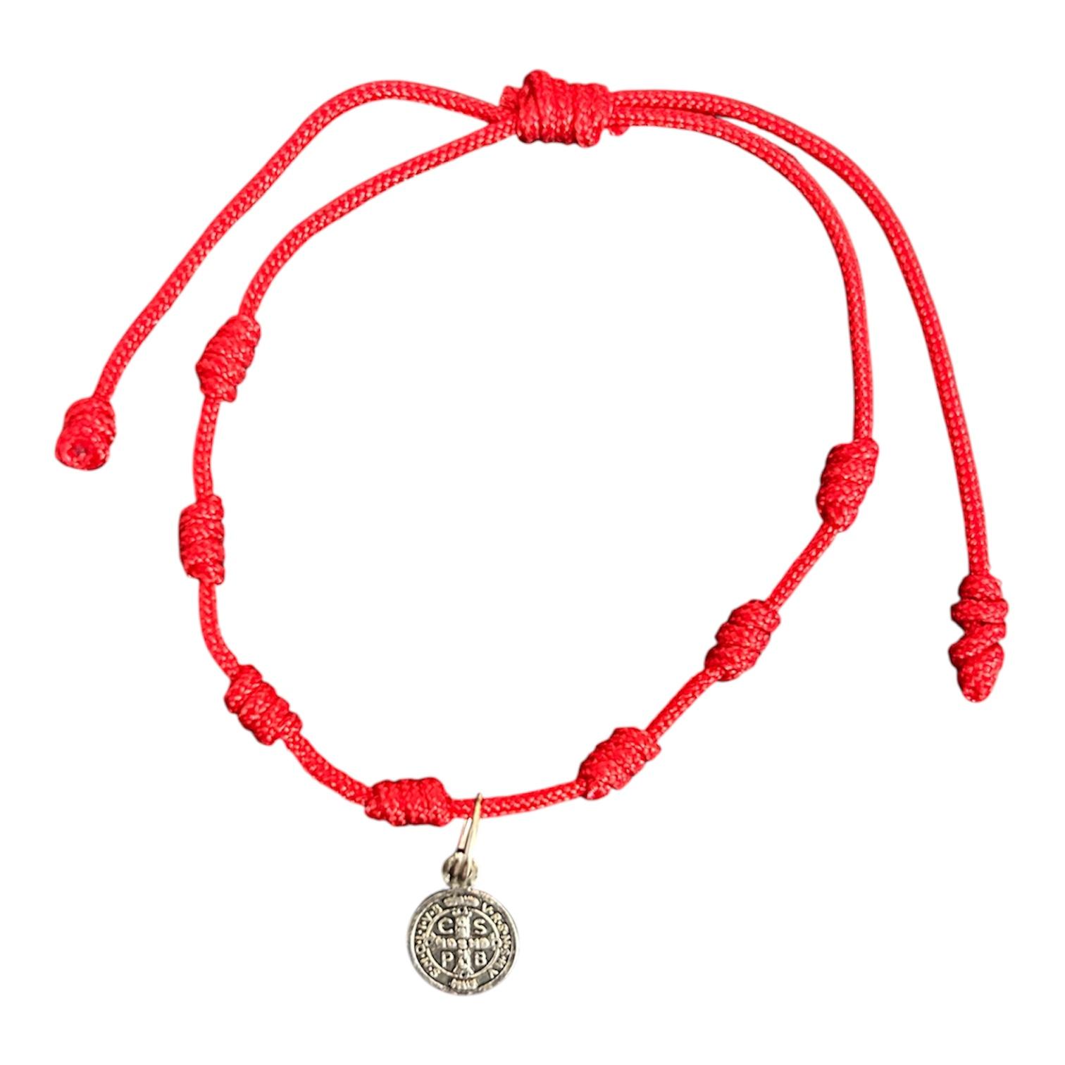 Pulsera siete nudos roja San Benito