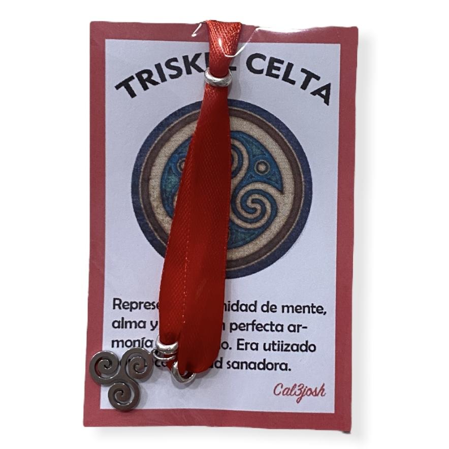 Pulsera Triskel Celta lazo rojo