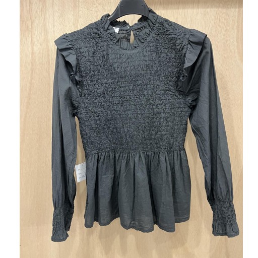 Camisa engomada volante gris