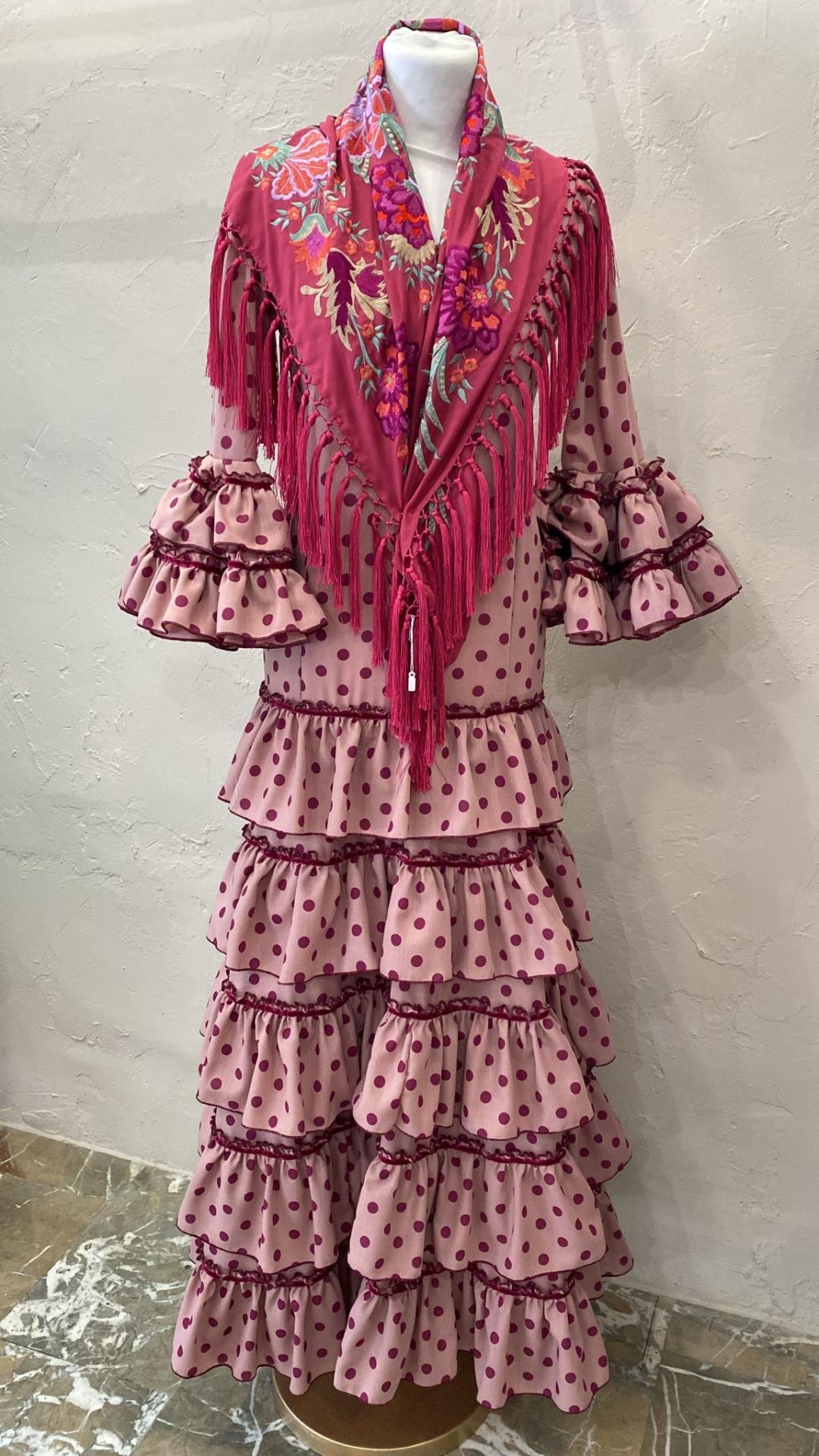FLAMENCA VESTIDO ROSA EMPOLVADO LUNAR BUGANVILLA 12A