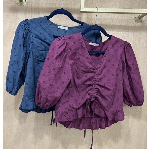 Camisa bordada fruncido 