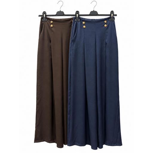 Pantalon crepe pinzas con botones