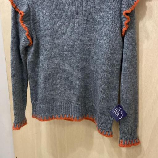 Jersey gris terminación naranja