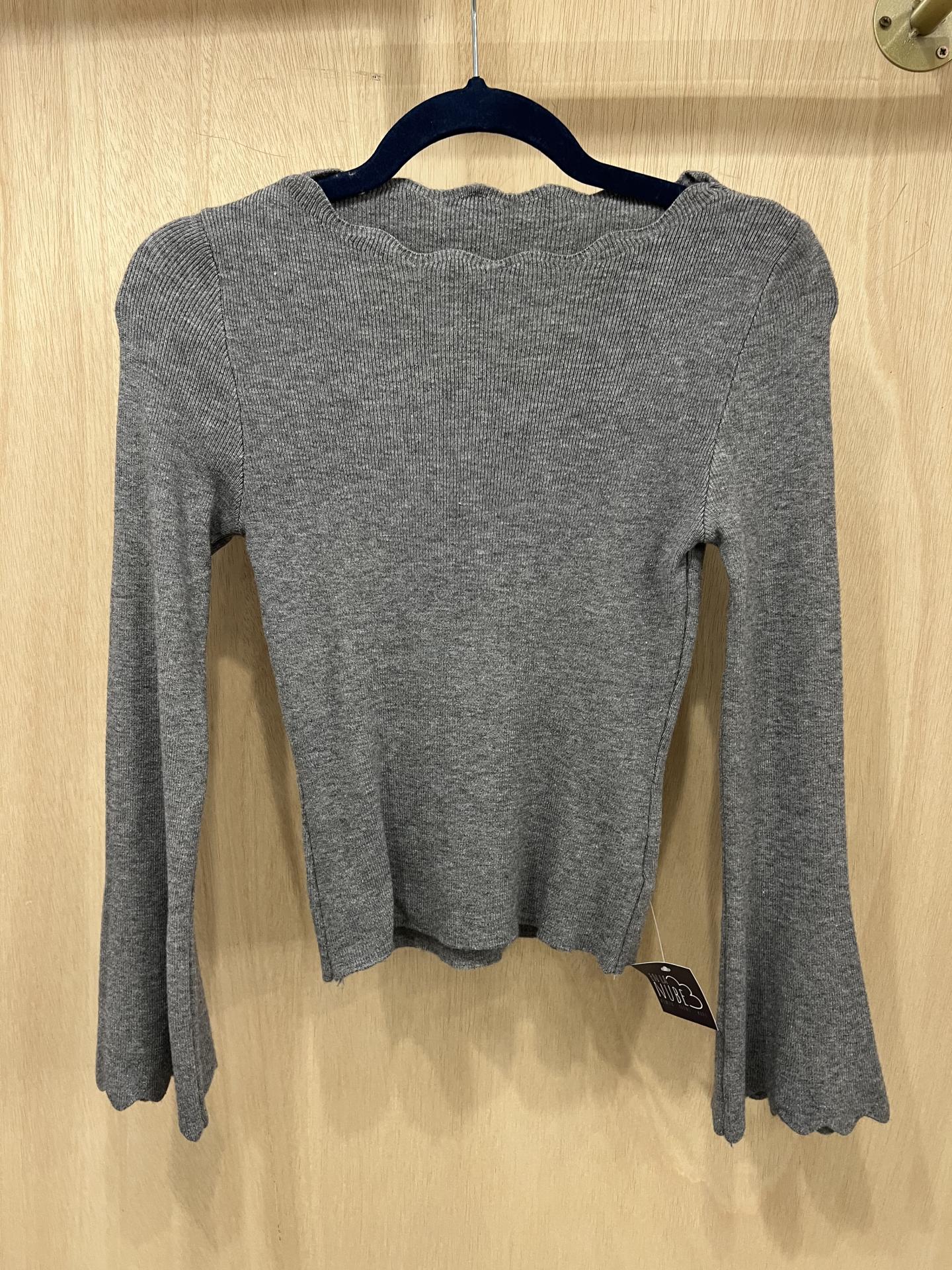 Jersey canalé gris ondas manga larga