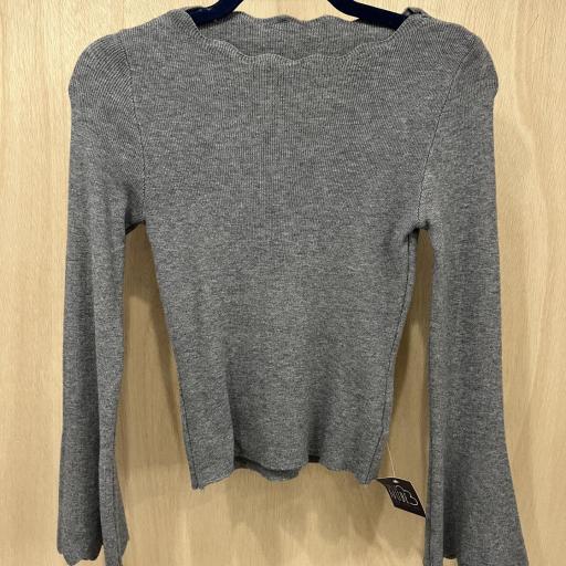 Jersey canalé gris ondas manga larga